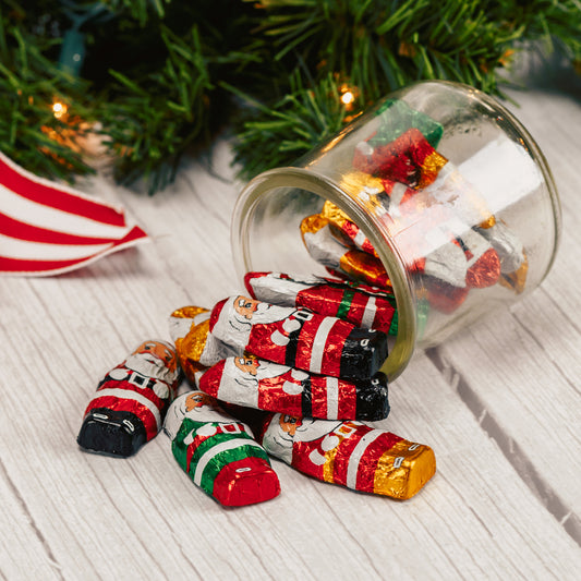 half pound bags milk chocolate Santa's wrapped in foil 