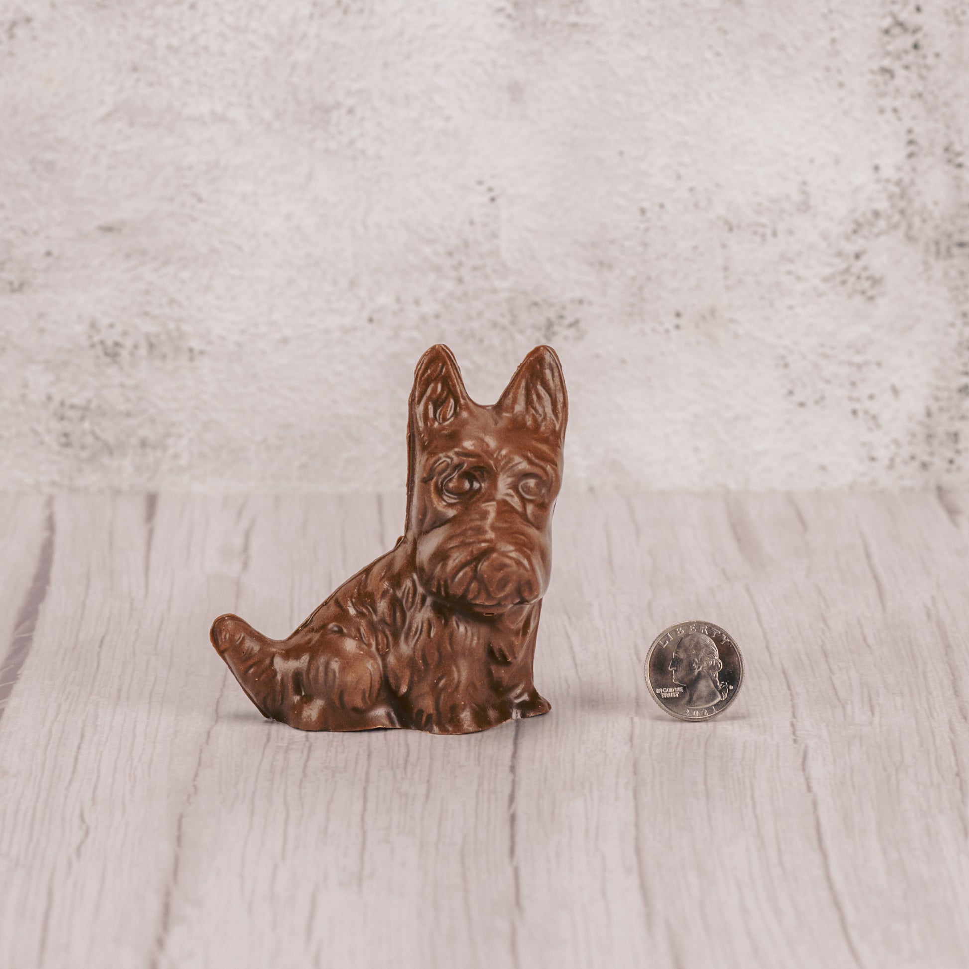 A scottie dog in milk chocolate.