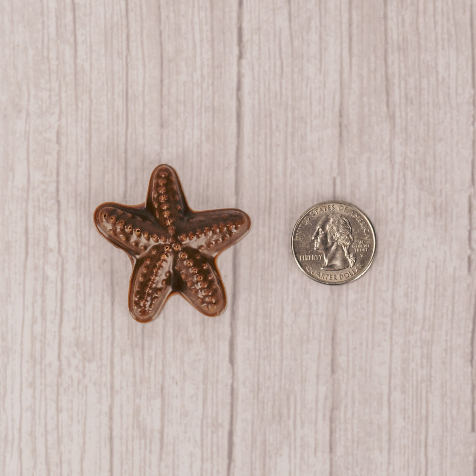Bite-size milk chocolate starfish. Individually wrapped.