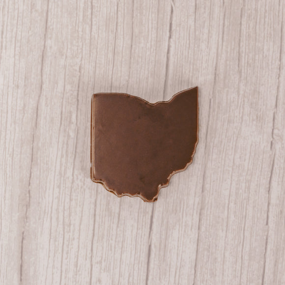 the shape of Ohio in smooth milk chocolate
