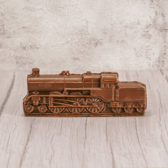 a large train in smooth milk chocolate