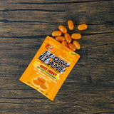 a one ounce bag of orange flavor sports beans by Jelly Belly to provide quick energy for sports performance.