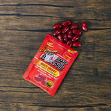 a one ounce bag of cherry flavor sports beans by Jelly Belly to provide quick energy for sports performance.