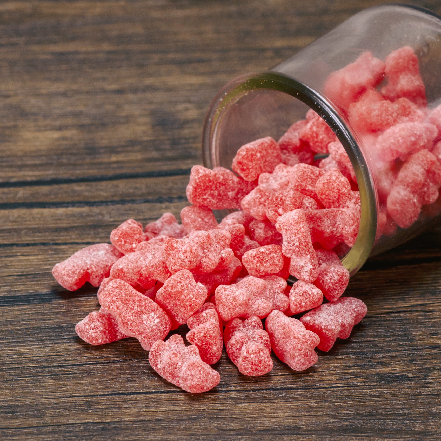 half pound bag of red gummi hot cinnamon bears.