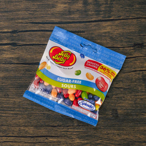a small bag of sugar free assorted flavor sour Jelly Belly jelly beans.