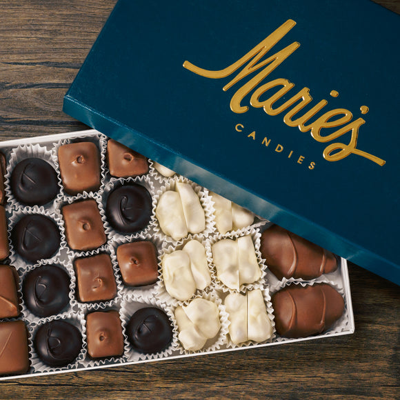 Create your own one pound box of assorted chocolates, up to five different kinds of candy.