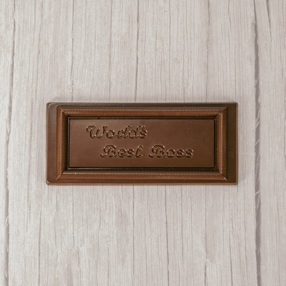 sold milk chocolate rectangle bar that reads 