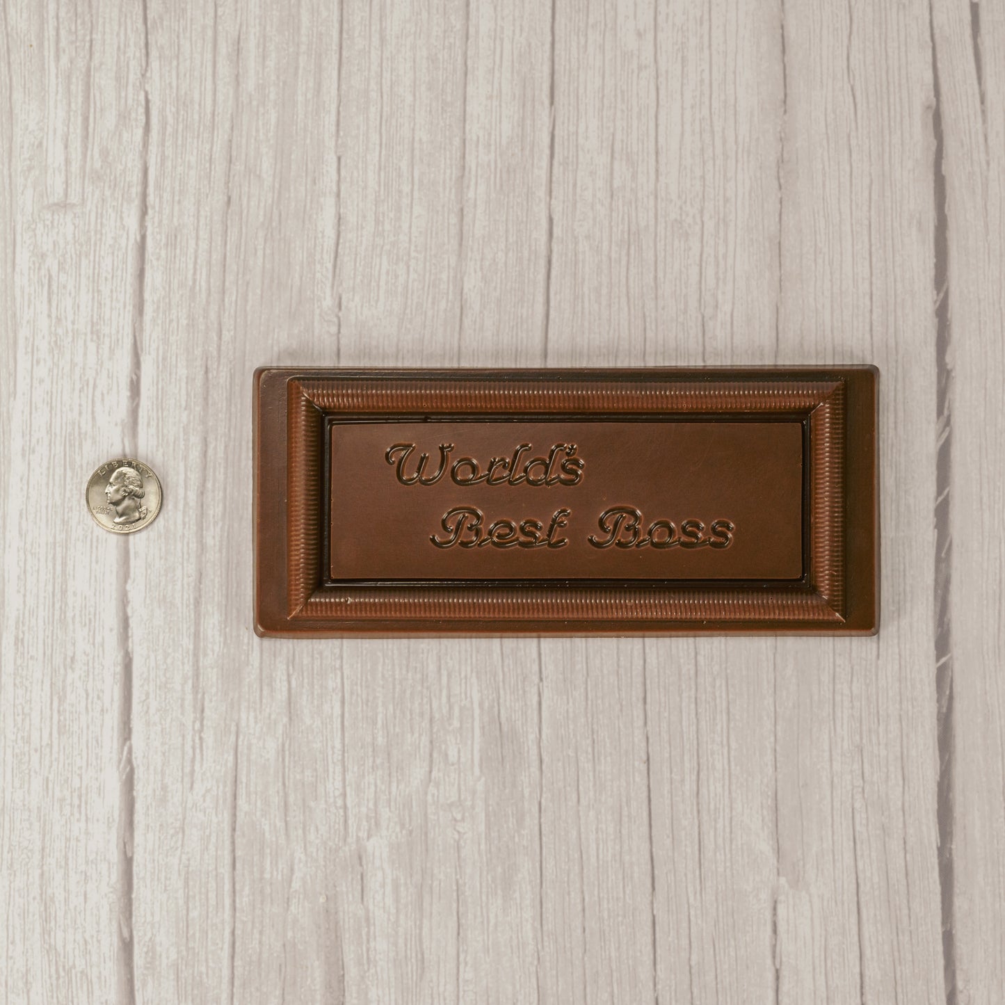 sold milk chocolate rectangle bar that reads "World's Best Boss"