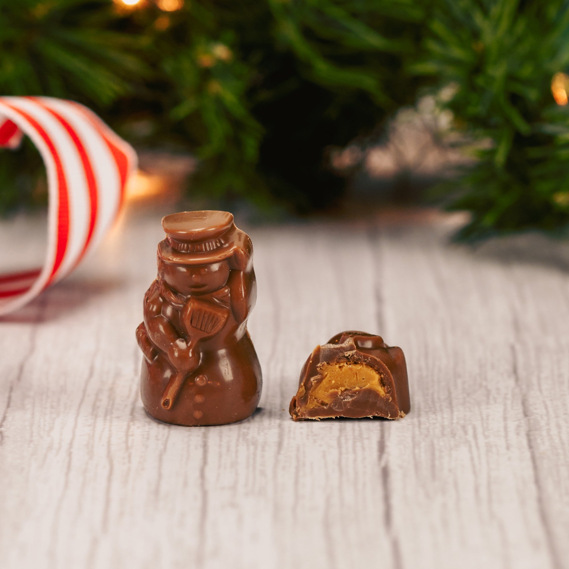 half pound bag of milk chocolate Christmas shapes filled with peanut butter