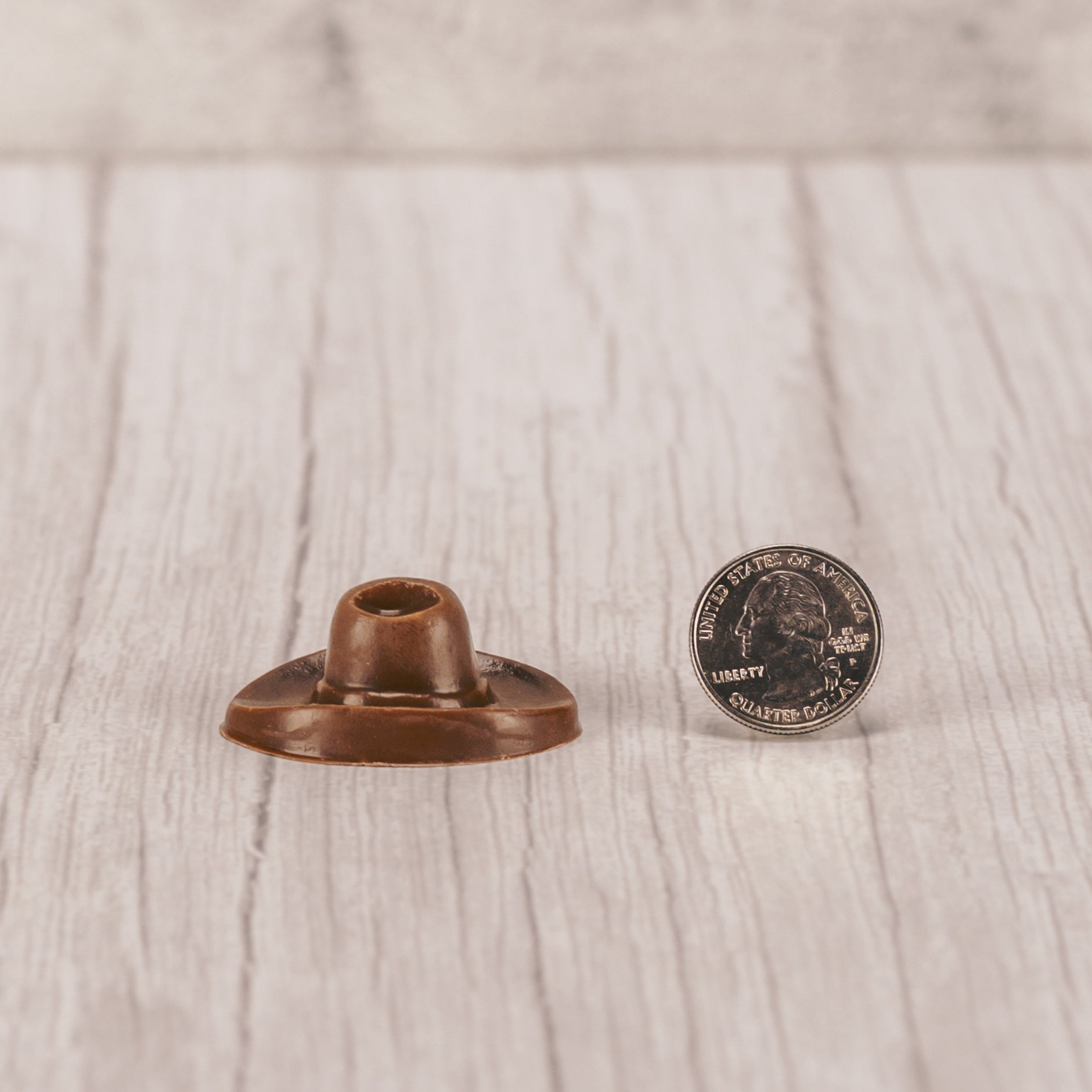 a tiny milk chocolate cowboy hat. Individually packaged.