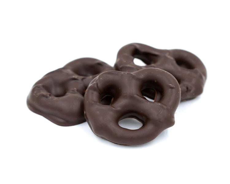 Pretzels dipped in rich dark chocolate. Half pound.