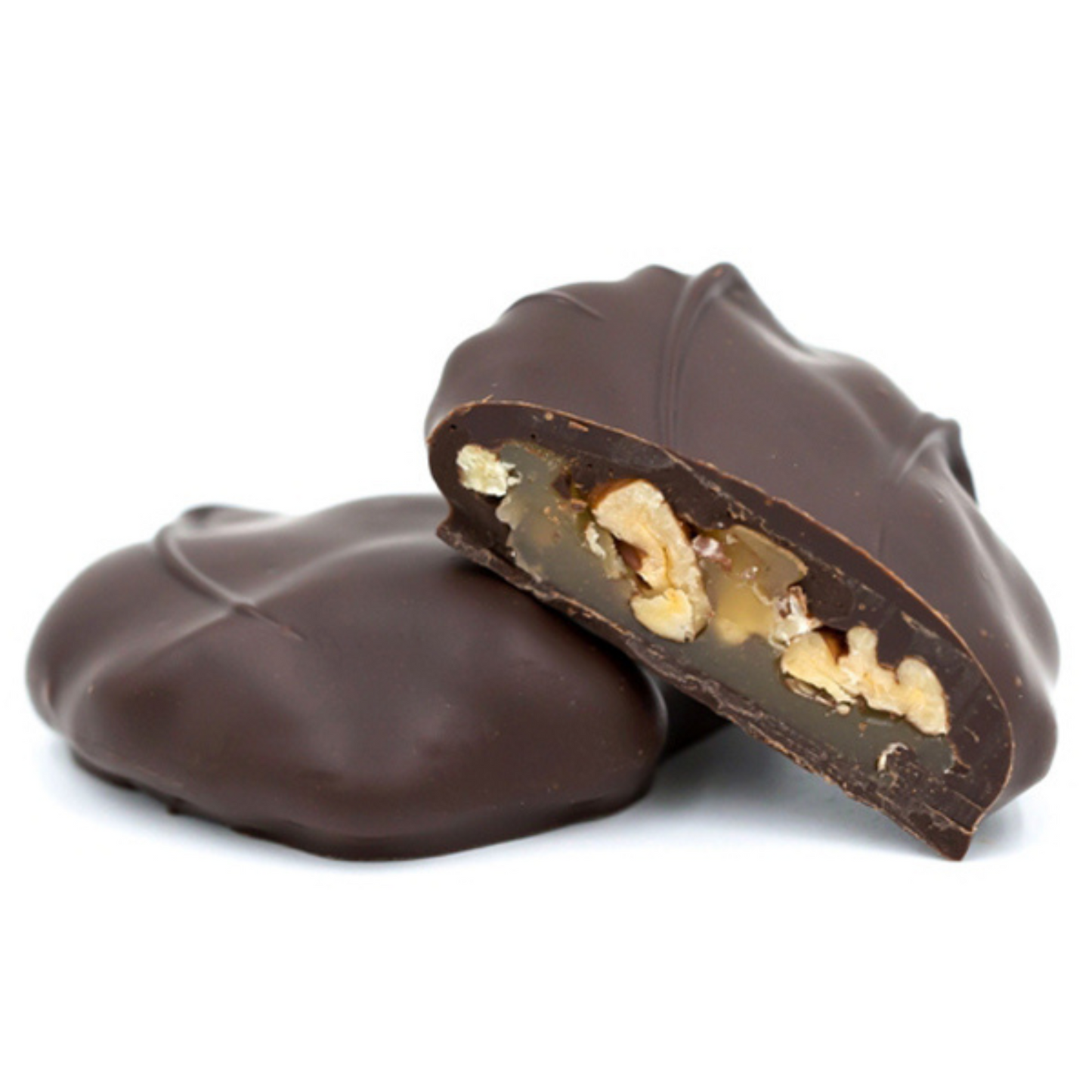 a half pound box of dark chocolate tur'kins - our version of a turtle, pecans and caramels