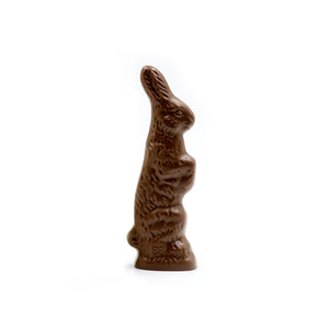 a tall standing bunny - Horace Hare available in milk chocolate or white coating (like white chocolate)