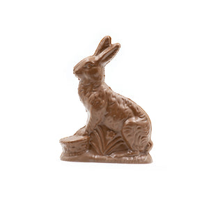 this large 20 ounce milk chocolate Hortense Rabbit is alert and paying close attention so he won't get caught!