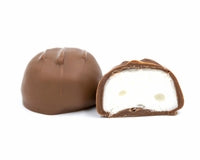 round marshmallow center covered in smooth milk chocolate.