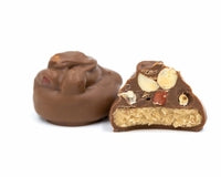 maple cream center topped with peanuts and covered in milk chocolate
