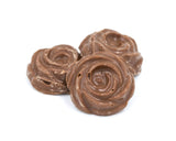Solid milk chocolate pieces that look like roses and are bite-sized. Half pound